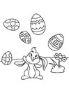 Påskharen leker med påskägg