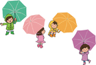 barn med paraplyn