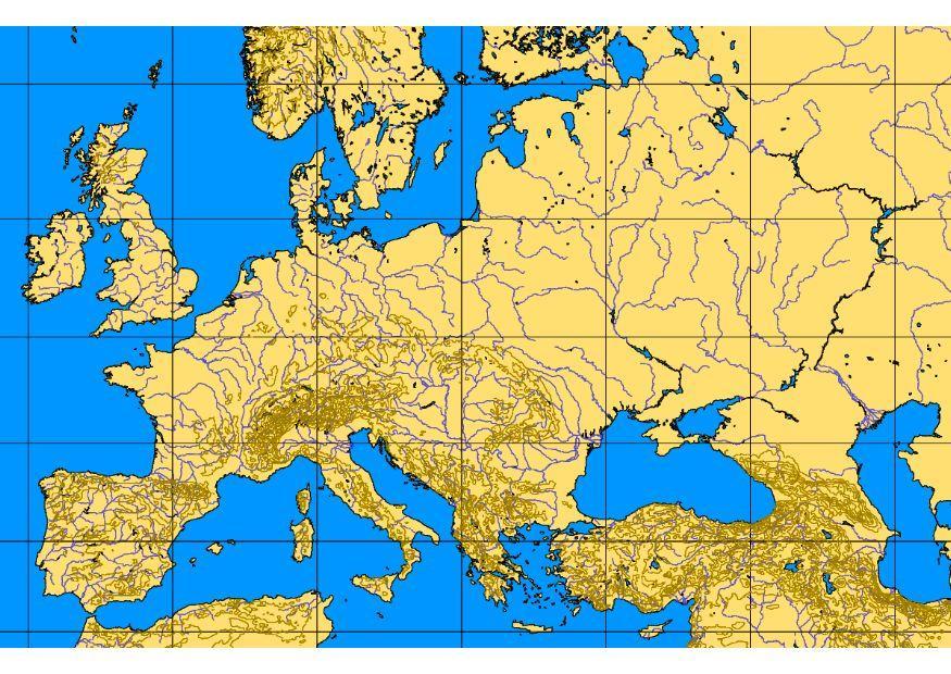 Bild karta över Europas berg och floder - Bild 8319