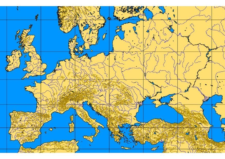 bild karta Ã¶ver Europas berg och floder