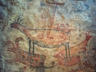 Foton väggmålning i grotta