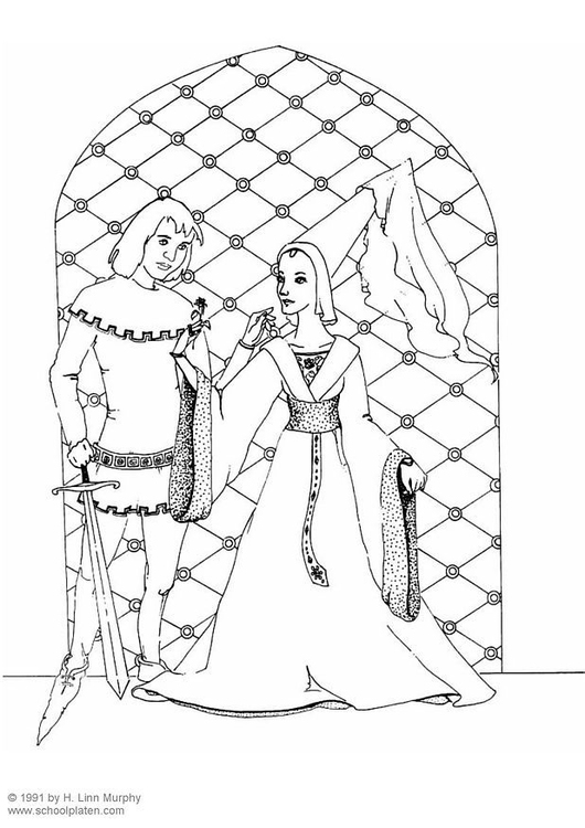 Målarbild adelsman och adelskvinna ( 1400)