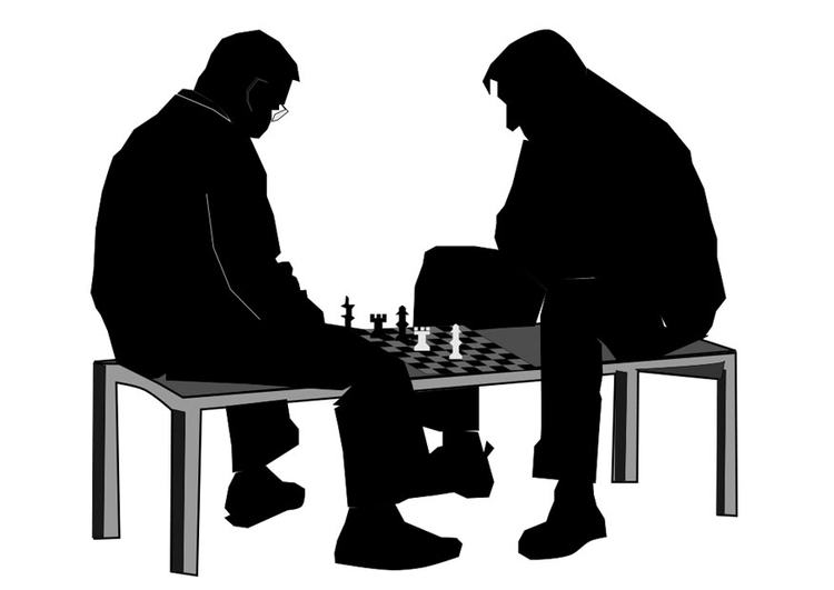Målarbild att spela ett parti schack
