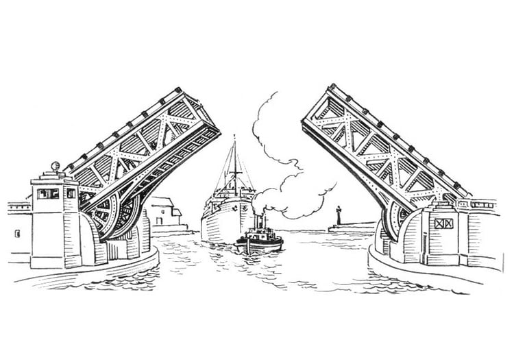 Målarbild bro - klaffbro