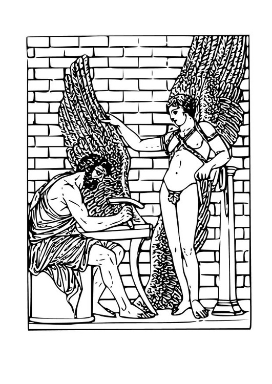 Målarbild Daedalus och Ikaros