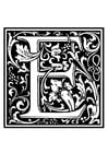 F�rgl�ggningsbilder dekorativt alfabet - E