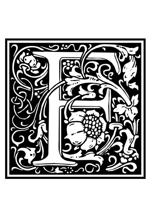 Målarbild dekorativt alfabet -F