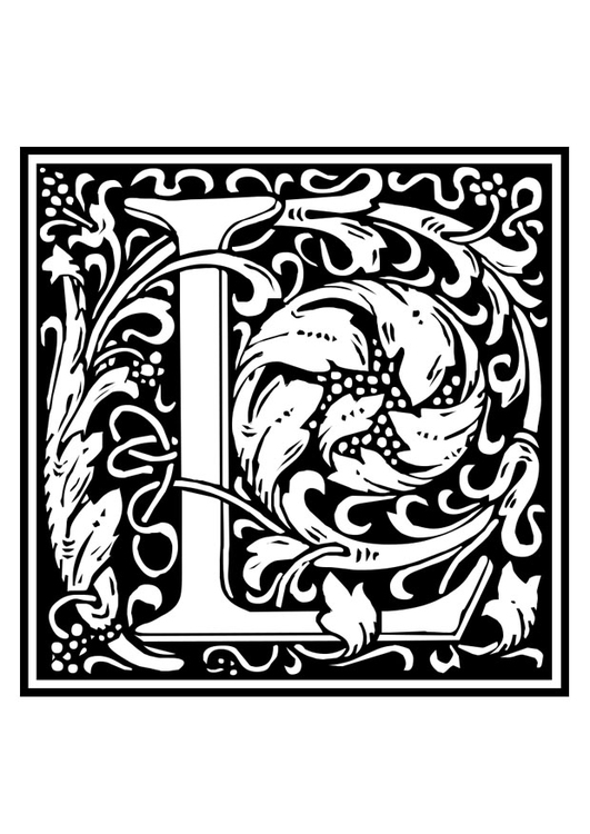 Målarbild Dekorativt alfabet - L