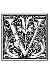 F�rgl�ggningsbilder dekorativt alfabet - V