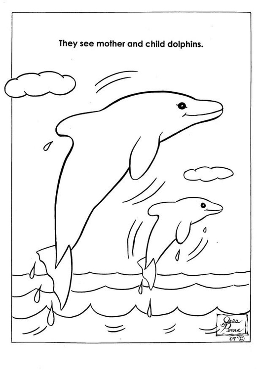 Målarbild delfiner