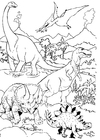 F�rgl�ggningsbilder Dinosaurier i landskapet