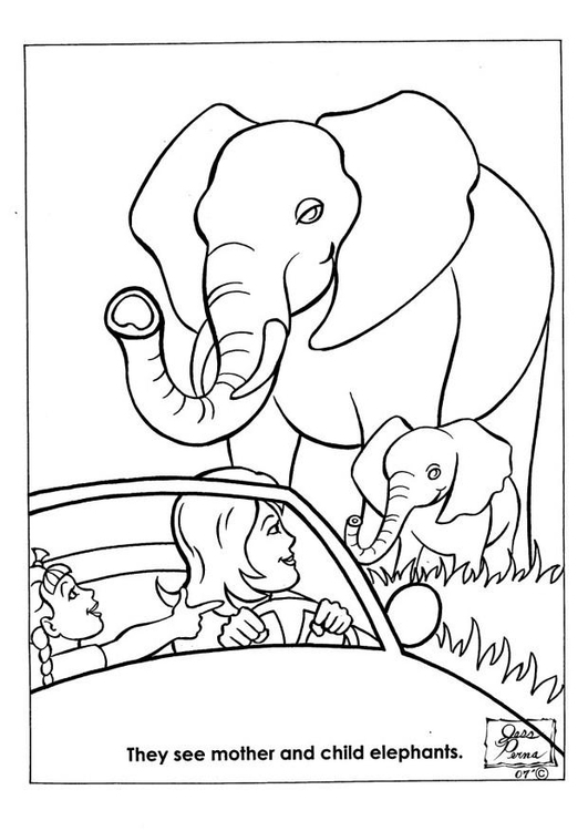 Målarbild elefanter