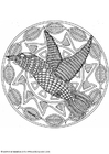 F�rgl�ggningsbilder fågel - mandala