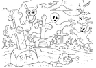 F�rgl�ggningsbilder Halloween - kyrkogård