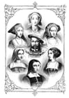 F�rgl�ggningsbilder Henrik VIII och hans 6 fruar
