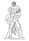 F�rgl�ggningsbilder Herakles och Antaeus