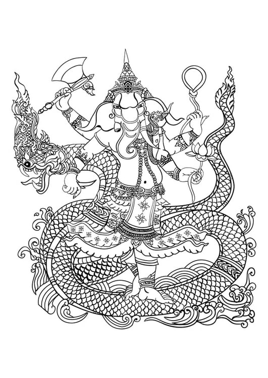 Målarbild hinduiska guden Ganesh