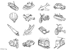 F�rgl�ggningsbilder ikoner för transporter