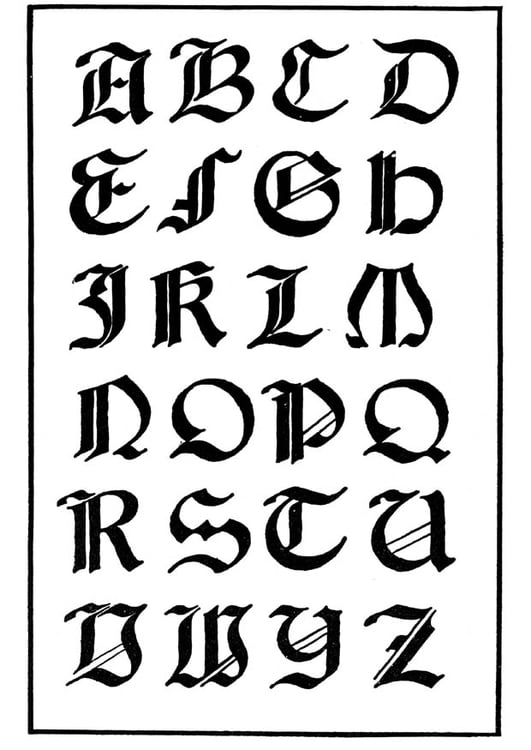 Målarbild italiensk gotisk skrift