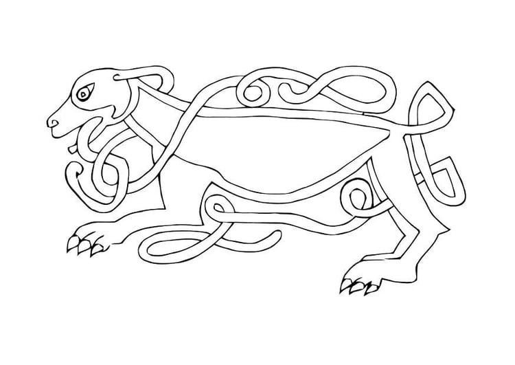 Målarbild keltisk hund