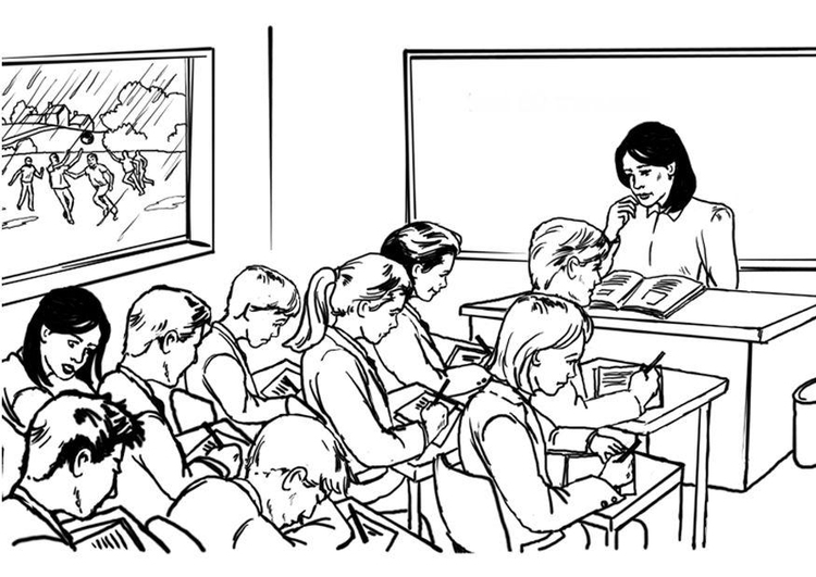 Målarbild lÃ¤rare i klassrum