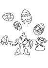 F�rgl�ggningsbilder Påskharen leker med påskägg