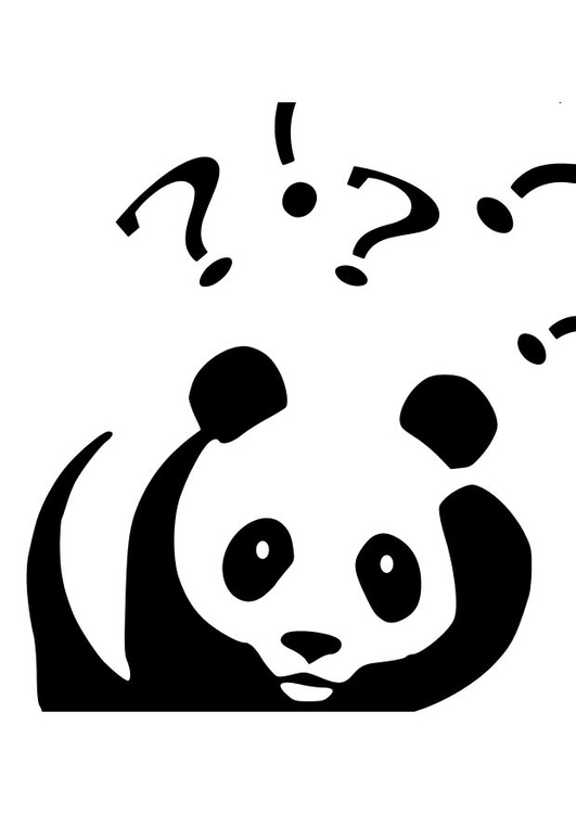 Målarbild panda som stÃ¤ller frÃ¥gor