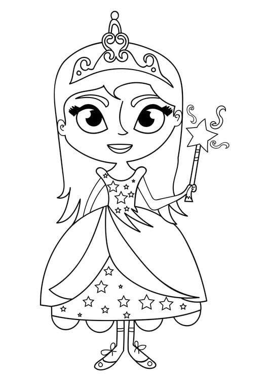 Målarbild prinsessa med trollstav
