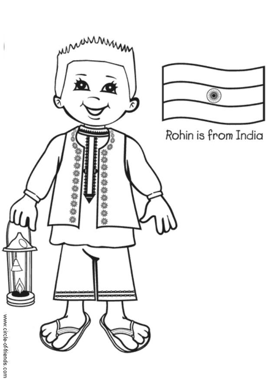 Målarbild Rohin med indisk flagga