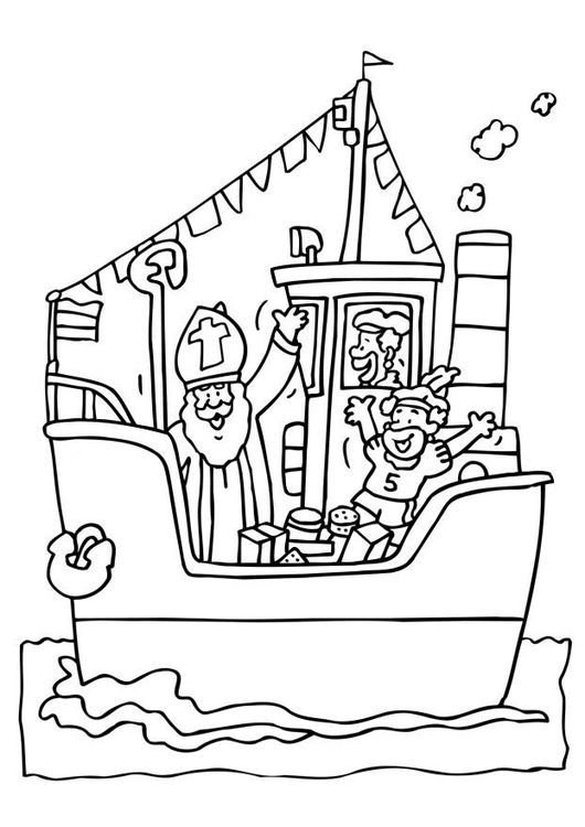 Målarbild Sankt Nikolaus pÃ¥ sitt skepp