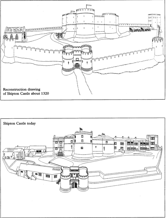 Målarbild slottet 1320 och i nutid