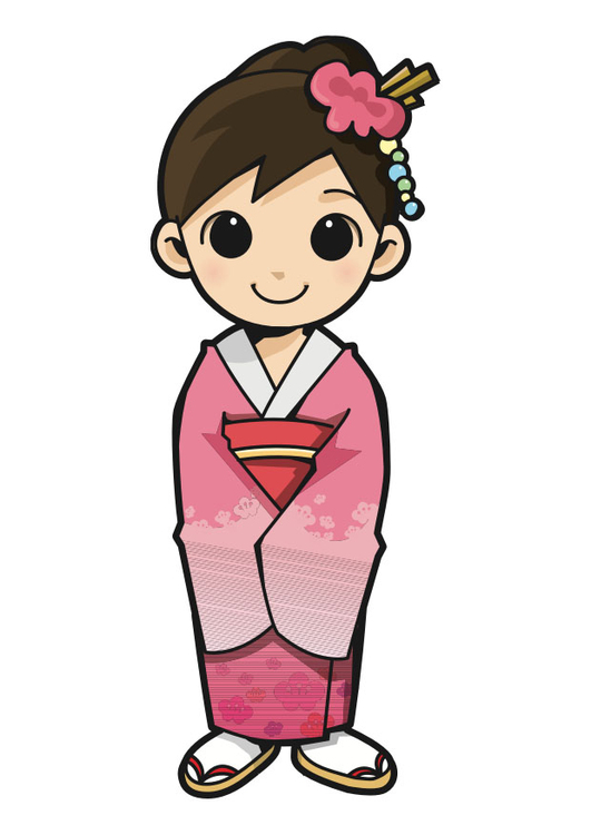 bild flicka i kimono