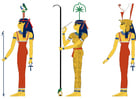 bilder Hathor, Seshat och Mut