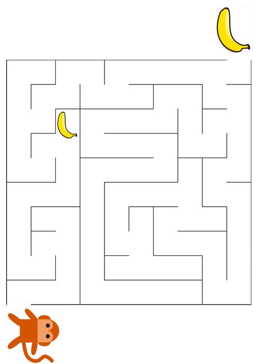 labyrint - apa och banan