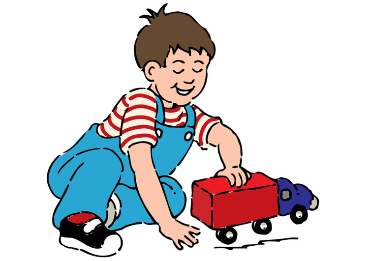 bild pojke med leksaksbil