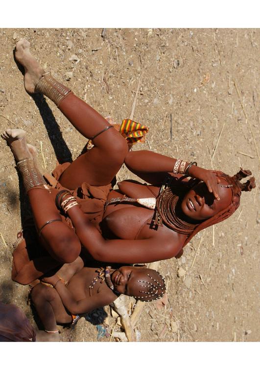 Himba-mor med barn