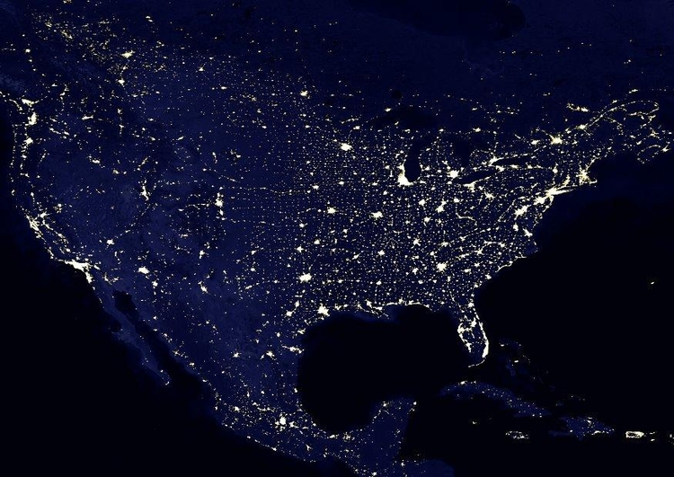 Foto Jorden pÃ¥ natten - urbaniserade omrÃ¥den, Nordamerika