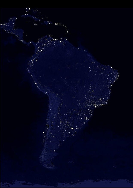 Foto Jorden pÃ¥ natten - urbaniserade omrÃ¥den, Sydamerika