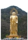 Foton Maitreya-staty av guld