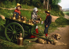 Foton mjölkförsäljare med hundvagn - Belgien 1890