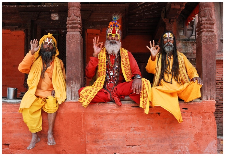 Foto saduer (hinduiska heliga mÃ¤n) i Nepal