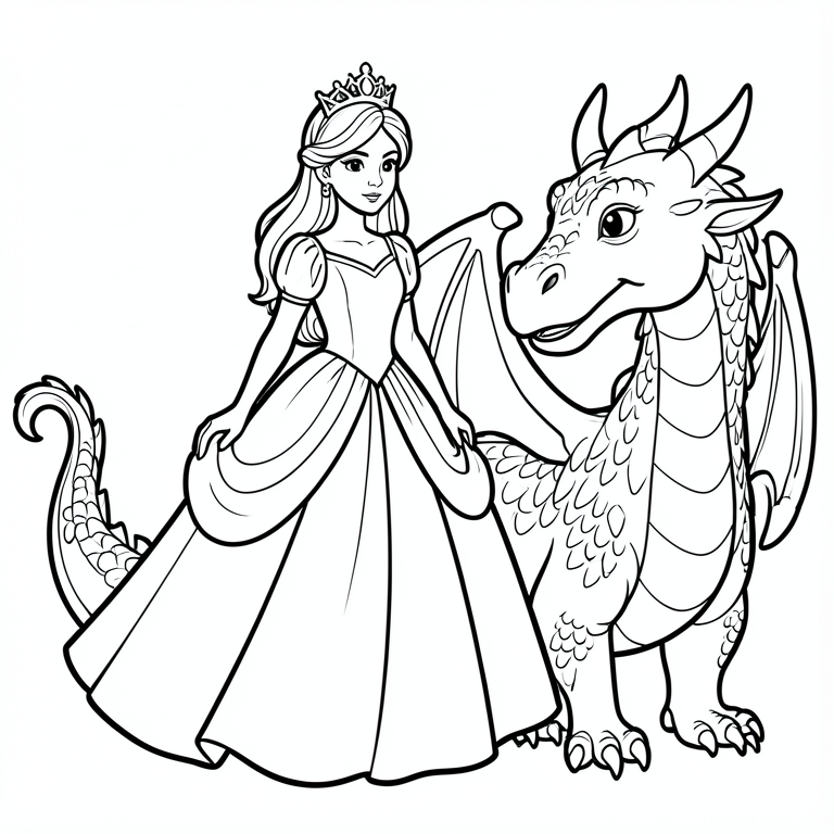 Målarbild prinsessa och drake