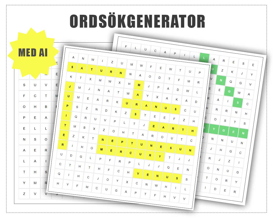 Skapa ordsökarpussel — ordsökare-generator