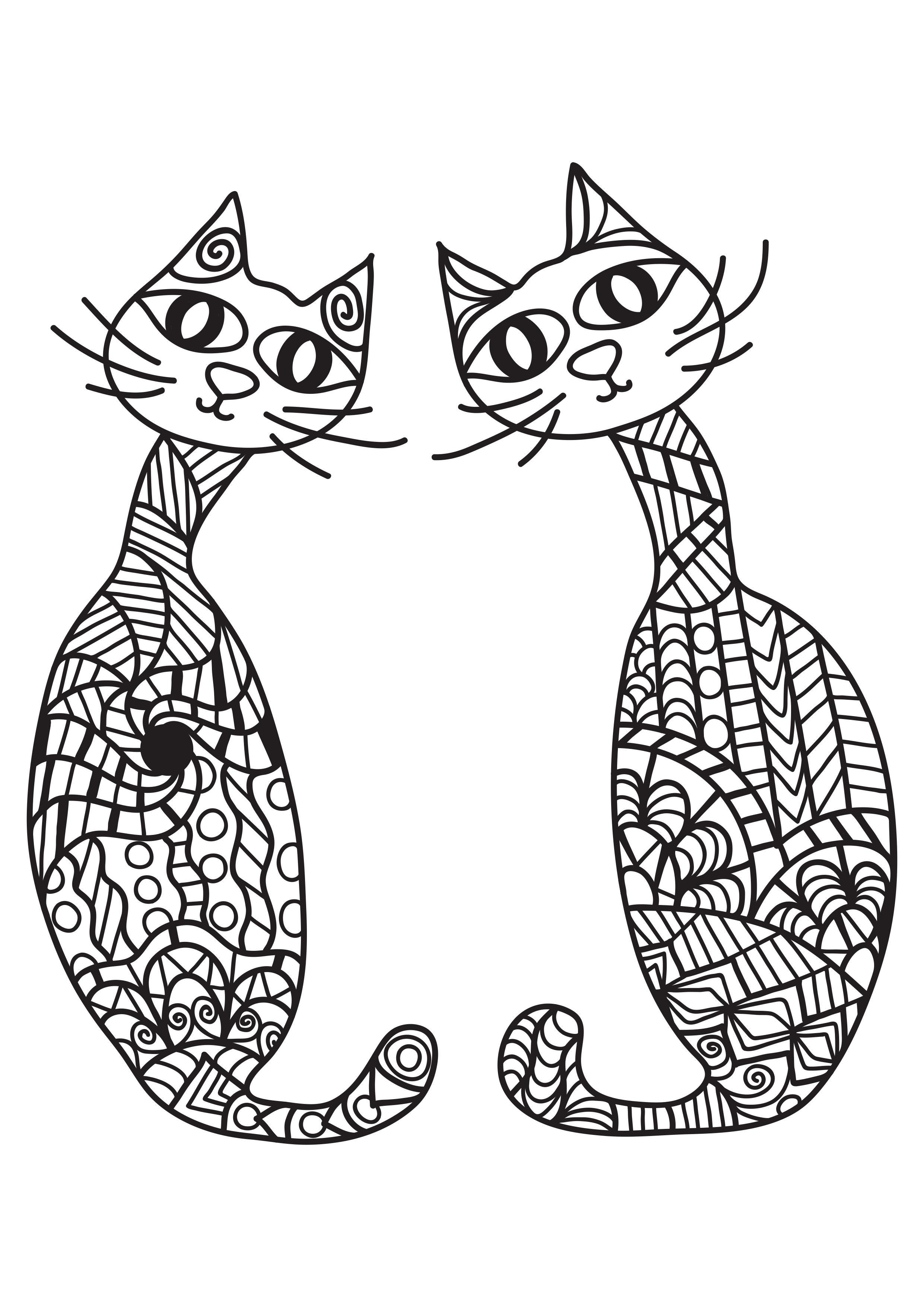 2 katter Målarbild 2 katter