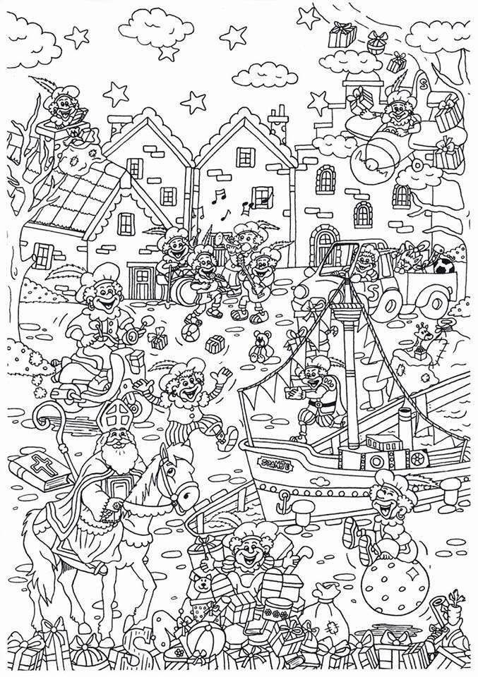 ankomst sinterklaas Målarbild ankomst sinterklaas