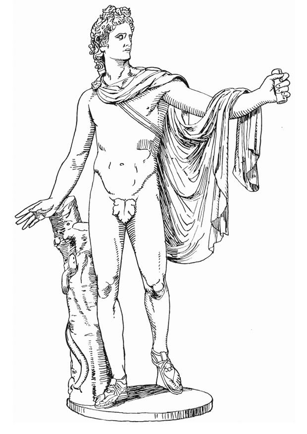 Målarbild apollon, grekisk gud