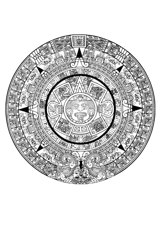 aztec kalender Målarbild aztec kalender