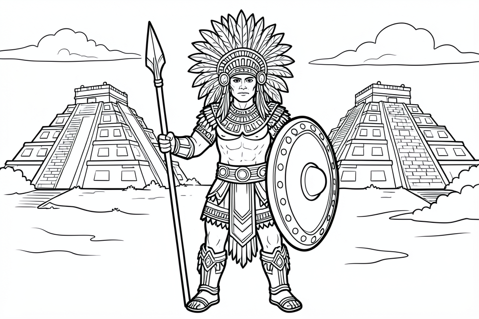aztekisk krigare Målarbild aztekisk krigare