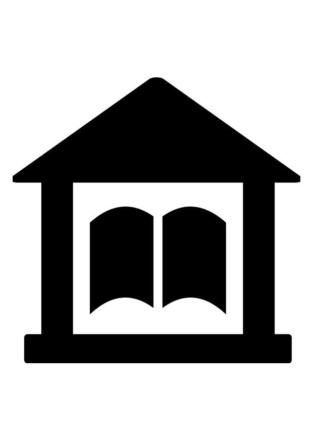 bibliotek piktogram Målarbild bibliotek piktogram
