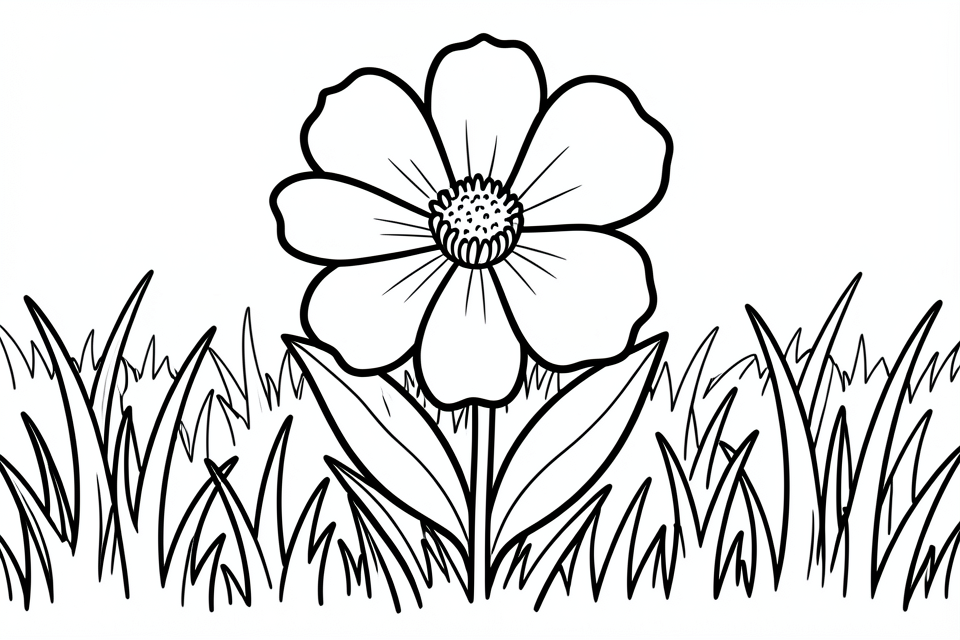 Målarbild blomma pA¥ en A¤ng